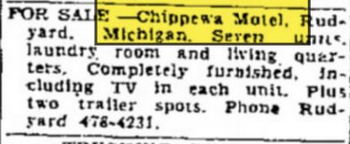 Chippewa Motel - Apr 1966 For Sale (newer photo)